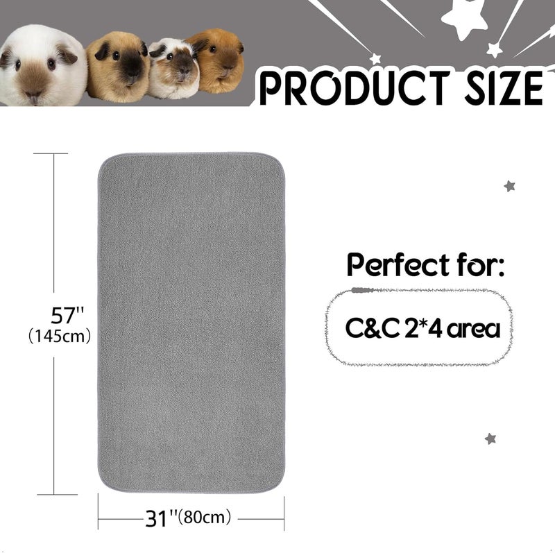 GINIDEAR Guinea Pig Cage Liner, 1 Pack - Washable, Reusable, Leakproof Fleece Bedding Pads for Small Animals with Anti-Slip Bottom - for C&C 2X4 Area, Gray - Image 3